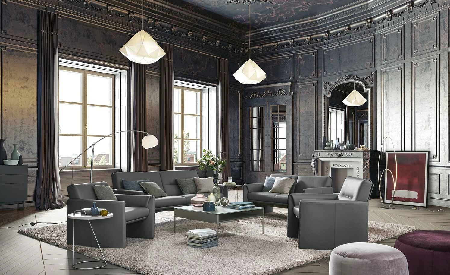 Ledersessel, hoch Boavista Ledersessel, hoch Boavista | Ombra (Dunkelgrau) -hoeffner Verkäufe 27400665 5 202011302238